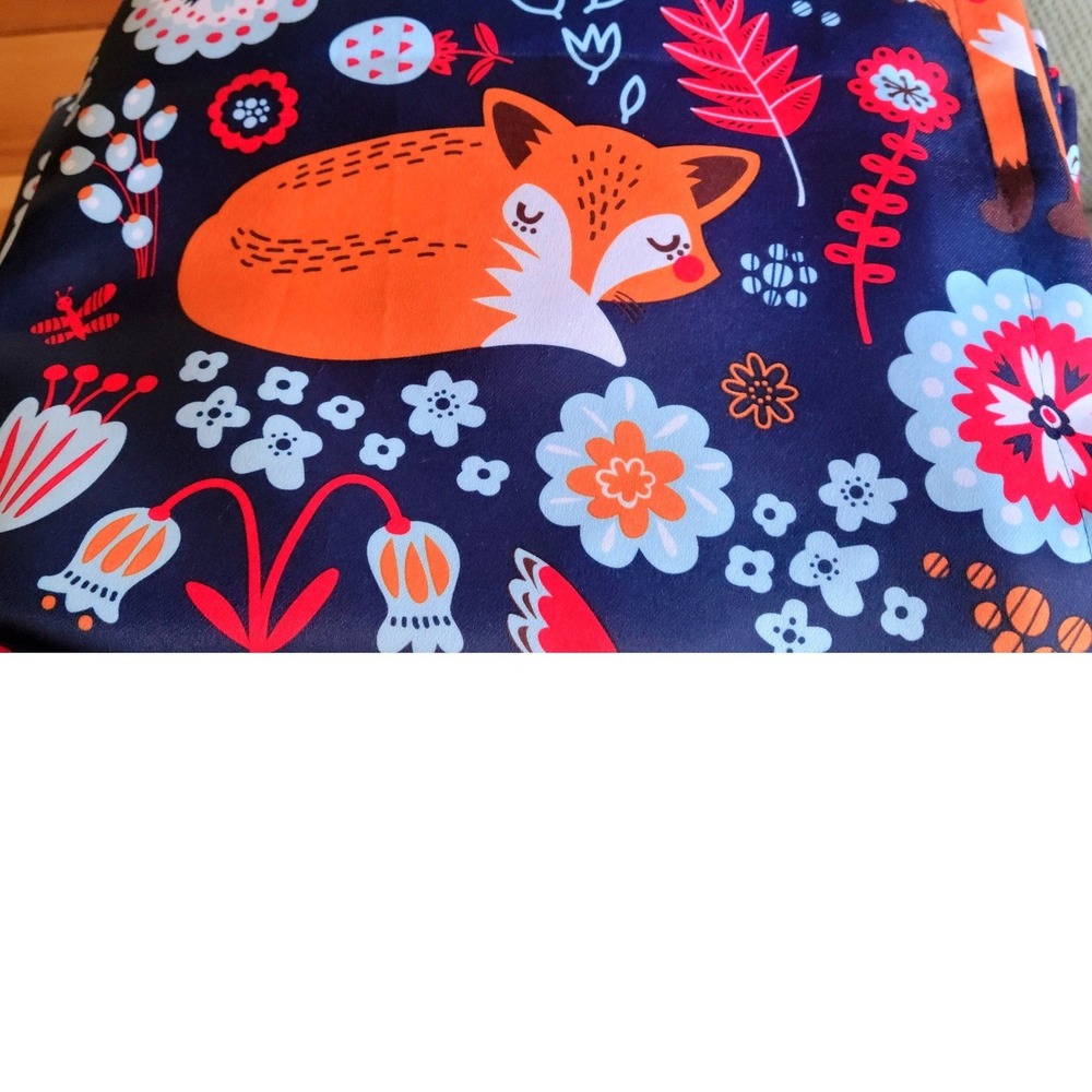 NWOT Set 2 Half Moon Kids Fox Woodland Floral Blue Window Curtain Panel 52x84